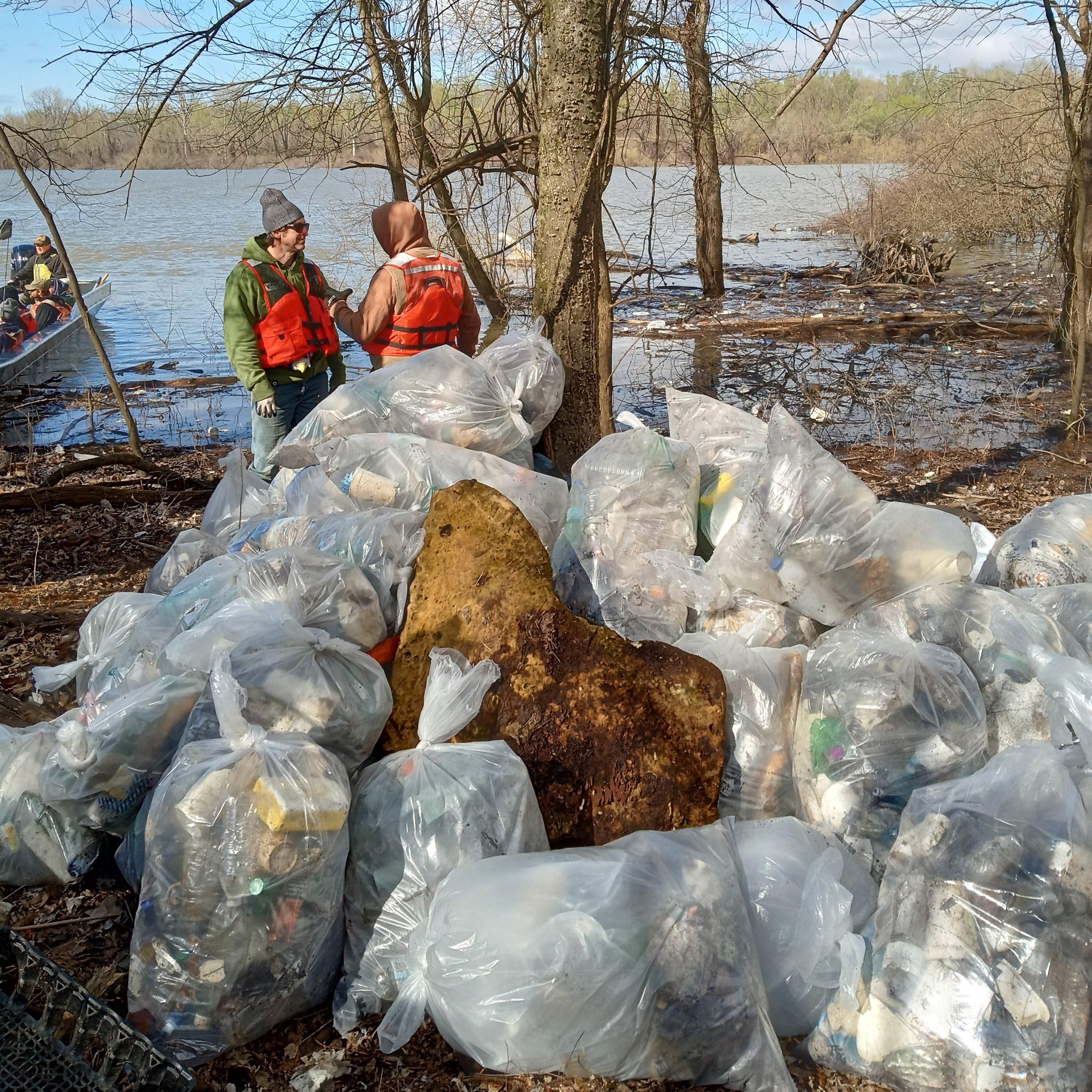 Trash collected from the Mississippi River